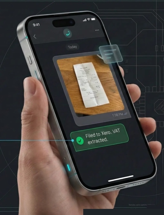 A receipt photographed on a phone and filed straight into Xero